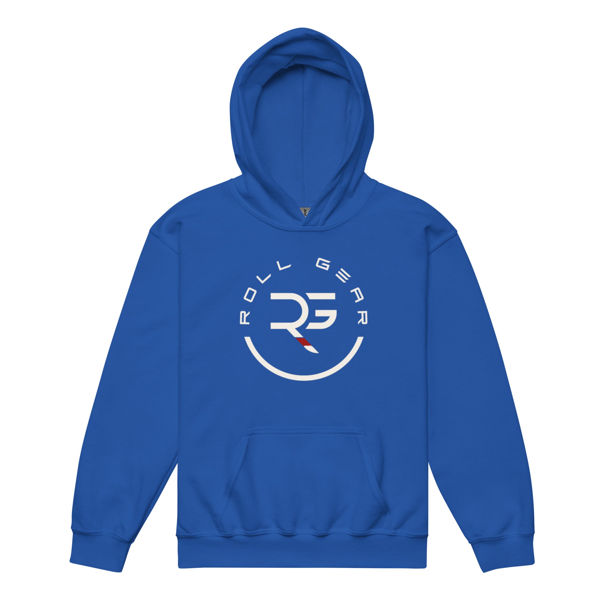 Roll Gear Youth Heavy Blend Hoodie – Royal, front view, additional angle.
