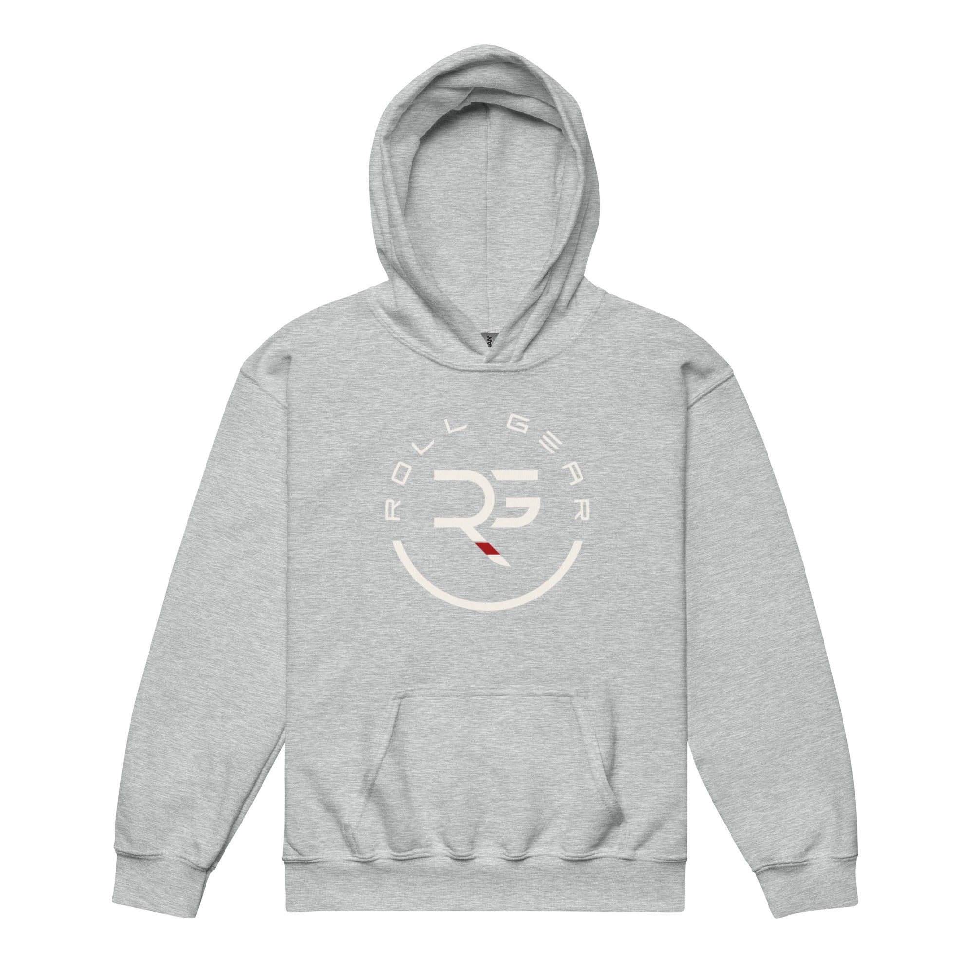 Roll Gear Youth Heavy Blend Hoodie – Sport Grey, front view.