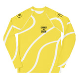 Roll Gear Yellow Swirl Long Sleeve Rash Guard - Yellow/White, Youth, front view.