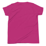 Brandon Chargers Triple Logo Youth Tee by Roll Gear, Berry, back view.