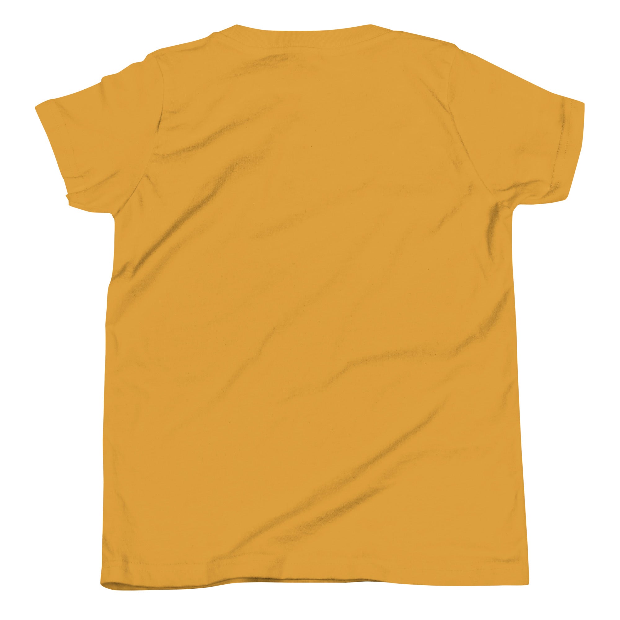 Brandon Chargers Triple Logo Youth Tee by Roll Gear, Mustard, back view.