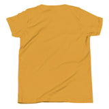 Brandon Chargers Triple Logo Youth Tee by Roll Gear, Mustard, back view.