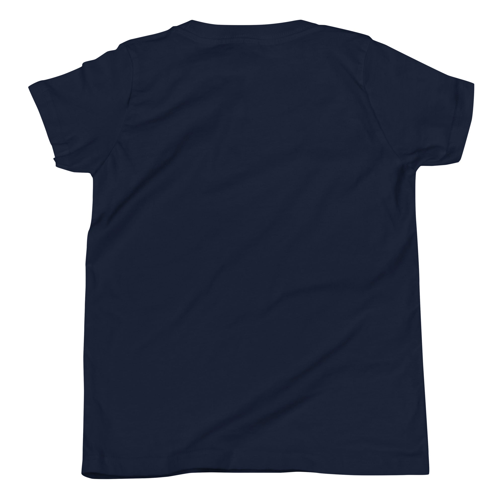 Brandon Chargers Triple Logo Youth Tee by Roll Gear, Navy, back view.