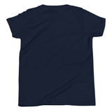 Brandon Chargers Triple Logo Youth Tee by Roll Gear, Navy, back view.